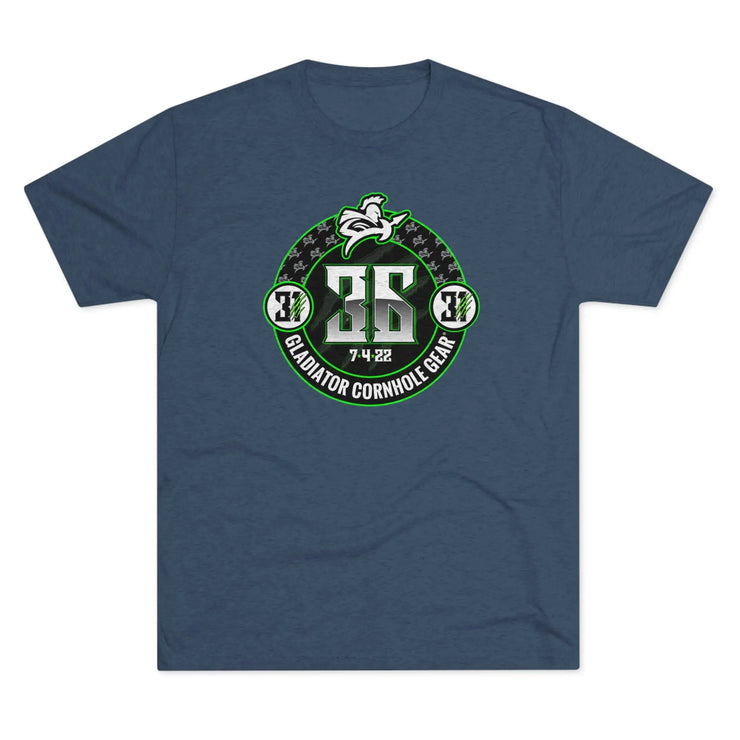 Gladiator Cornhole Gear 36 Logo Unisex Tri-Blend Crew Tee - Gladiator Cornhole Gear