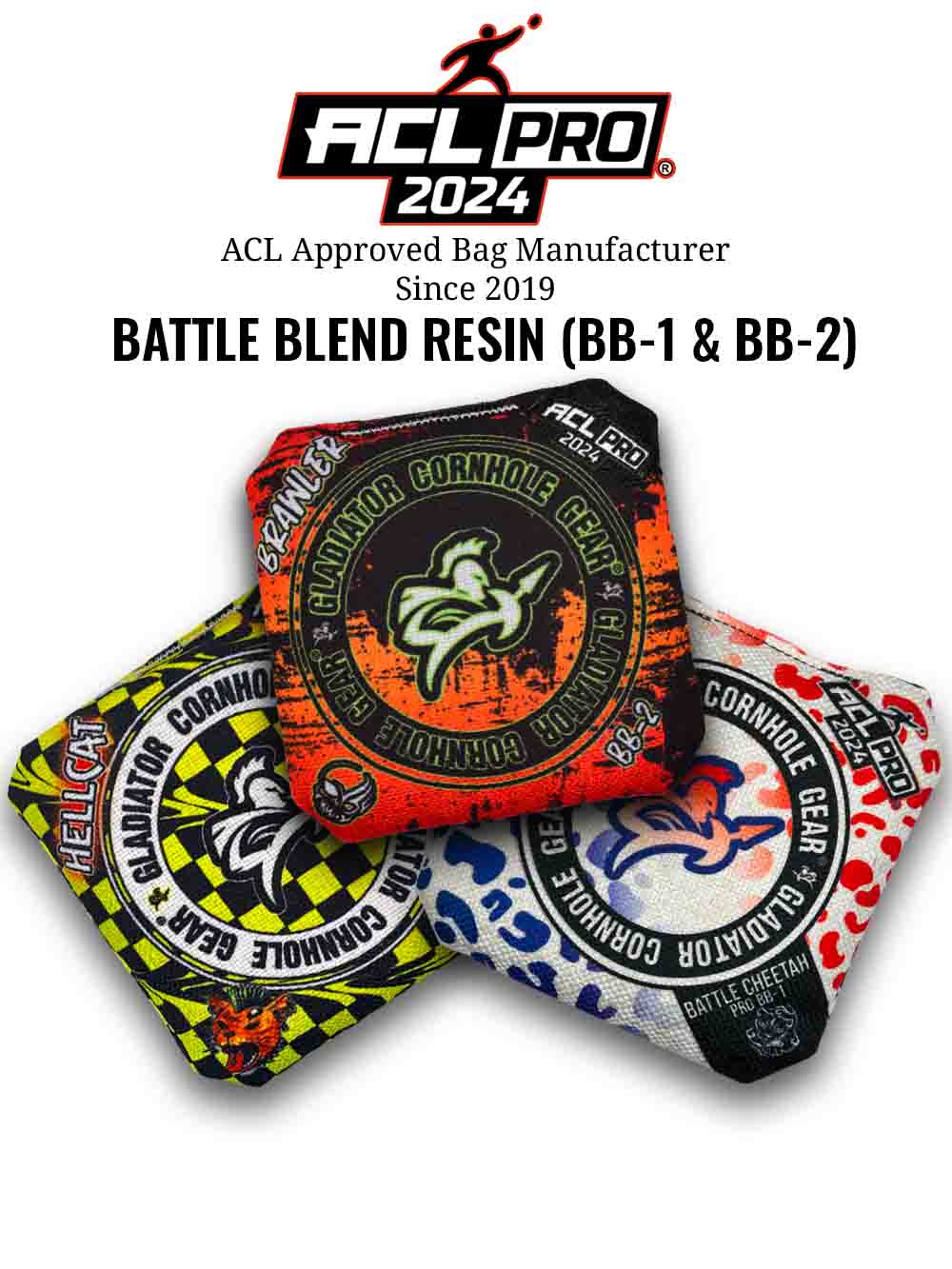 professional cornhole bags acl approved battle blend  bb 1 & bb 2 resin bags as seen on espn ACL