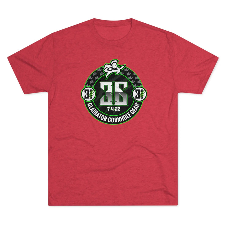 Gladiator Cornhole Gear 36 Logo Unisex Tri-Blend Crew Tee - Gladiator Cornhole Gear