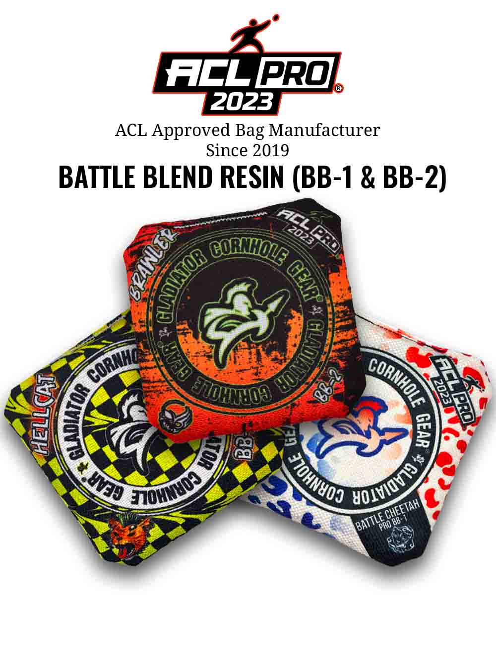 professional cornhole bags acl approved battle blend  bb 1 & bb 2 resin bags as seen on espn ACL