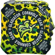 Professional cornhole bags suede stick and slick ACL Pro Gladiator Cheetah Predator 2024 Yellow