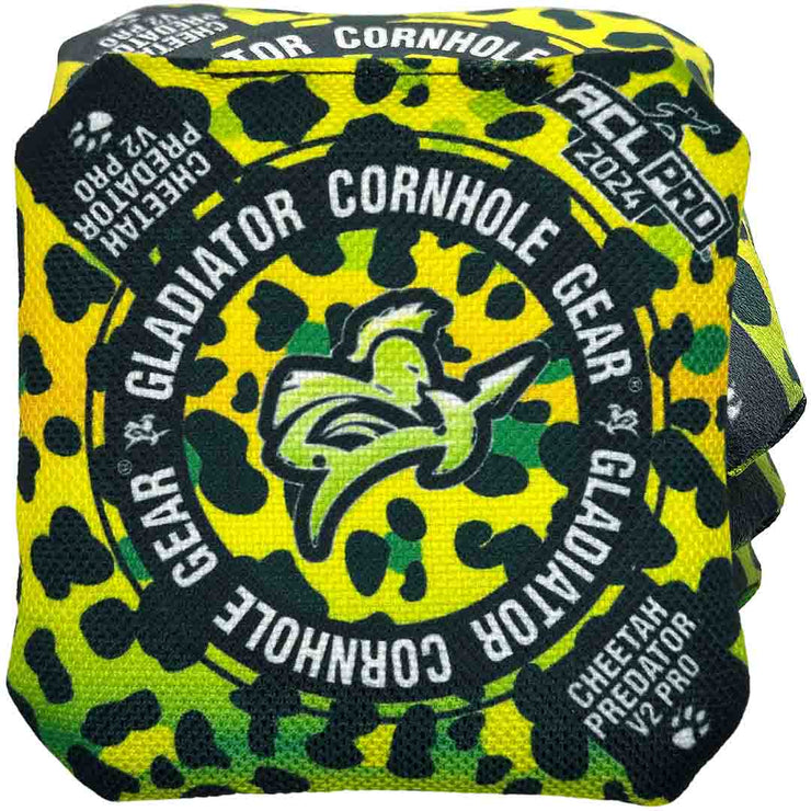 Professional cornhole bags suede stick and slick ACL Pro Gladiator Cheetah Predator 2024 Yellow