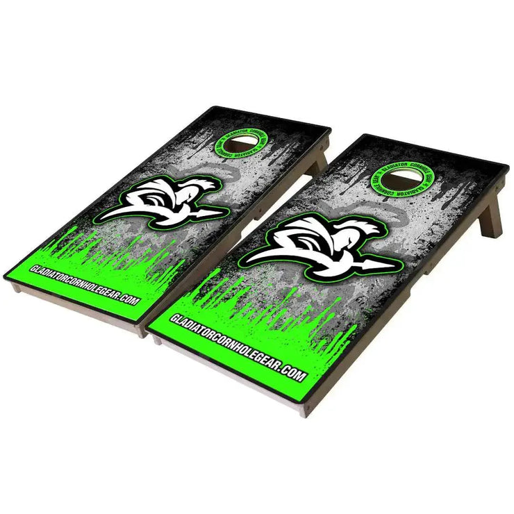 Professional Cornhole Boards Official Regulation Size Gladiator Green Drip Design