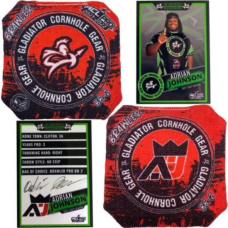 Adrian Johnson ACL Cornhole Bags With Hand Signed Player Card - Gladiator Cornhole Gear