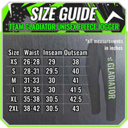 Gladiator Cornhole Gear Fleece Jogger Size Chart