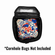 Cornhole Backpack for Bags Gladiator Sidekick Storage Utility Pouch Front view case open showing Gladiator Bags