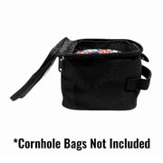 Cornhole Backpack for Bags Gladiator Sidekick Storage Utility Pouch Side view case open showing Gladiator Bags